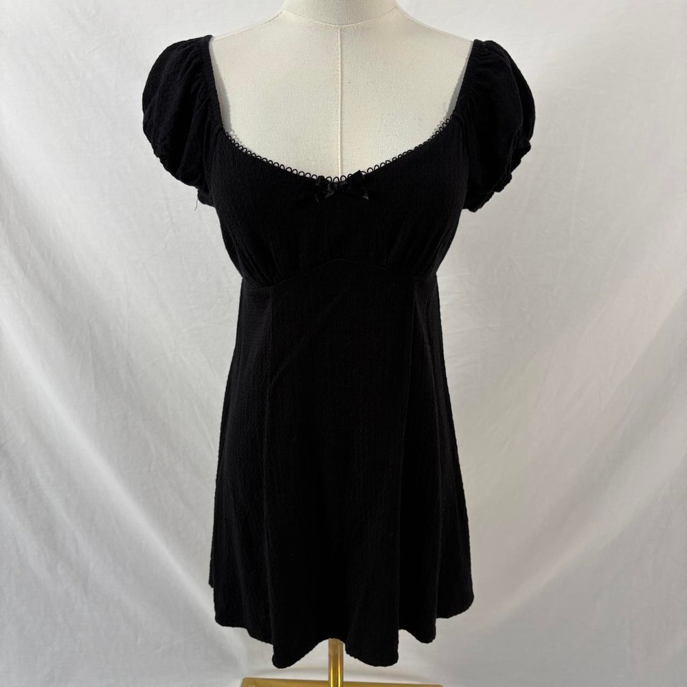 Self Love black babydoll top bow size medium y2k coquette dark ballet
